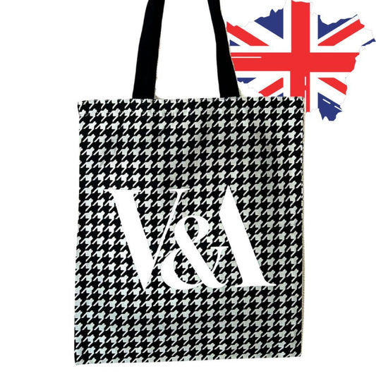 London V&A ヴィクトリア＆アルバート博物館 ハウンドトゥース プレイド トートバッグ