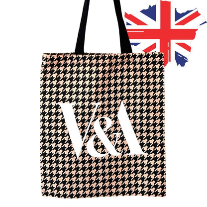 London V&A ヴィクトリア＆アルバート博物館 ハウンドトゥース プレイド トートバッグ