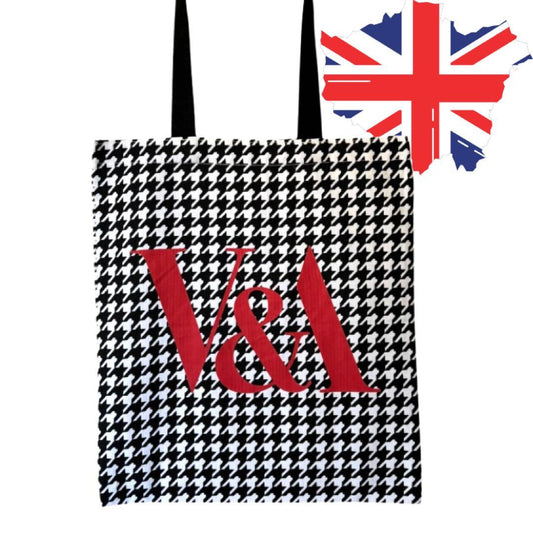 London V&A ヴィクトリア＆アルバート博物館 ハウンドトゥース プレイド トートバッグ