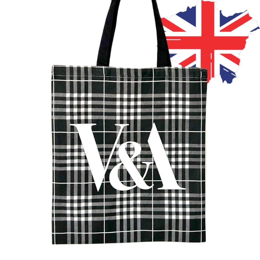 London V&A ヴィクトリア＆アルバート博物館 ハウンドトゥース プレイド トートバッグ