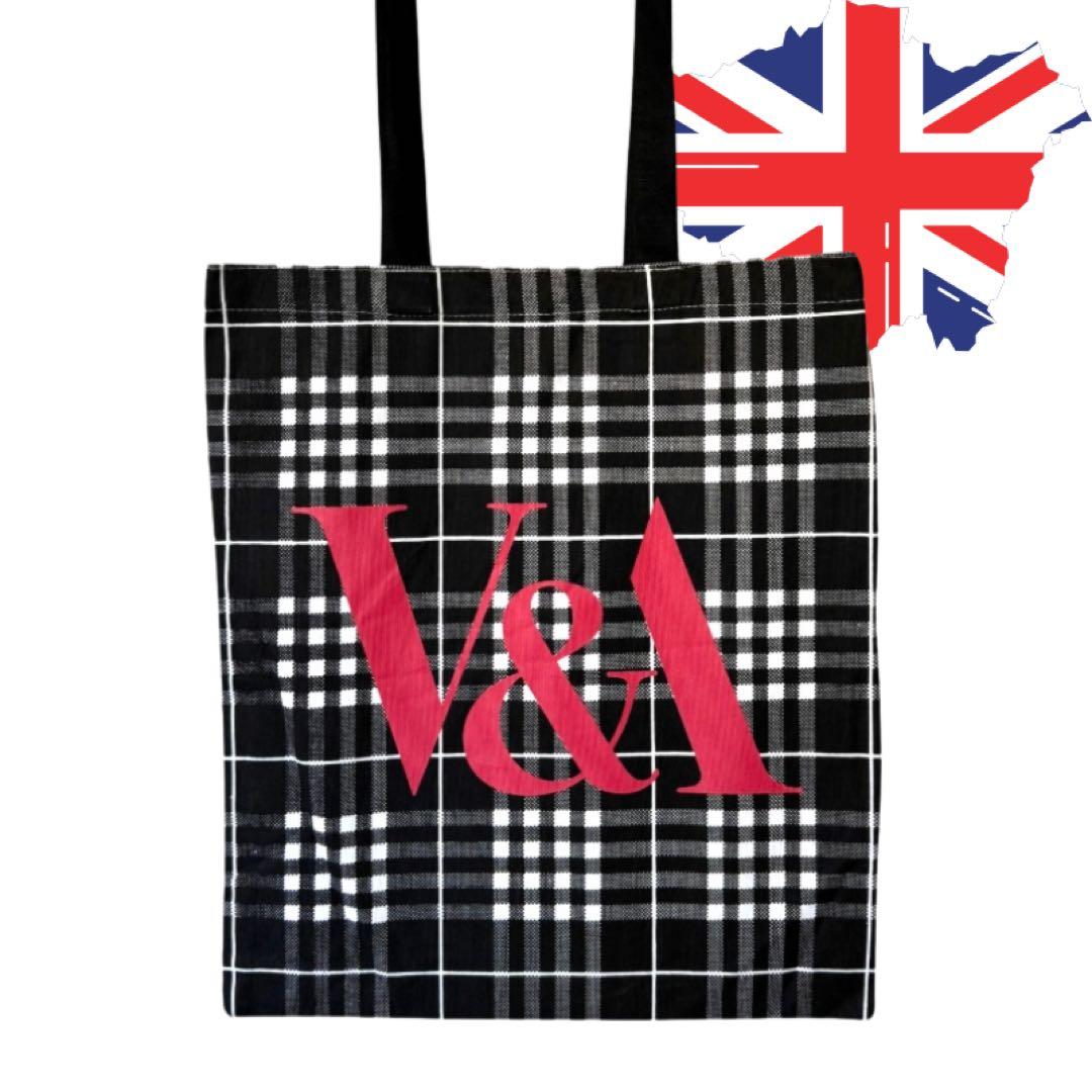 London V&A ヴィクトリア＆アルバート博物館 ハウンドトゥース プレイド トートバッグ