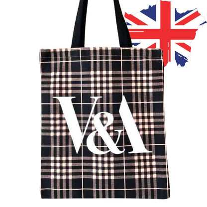 London V&A ヴィクトリア＆アルバート博物館 ハウンドトゥース プレイド トートバッグ