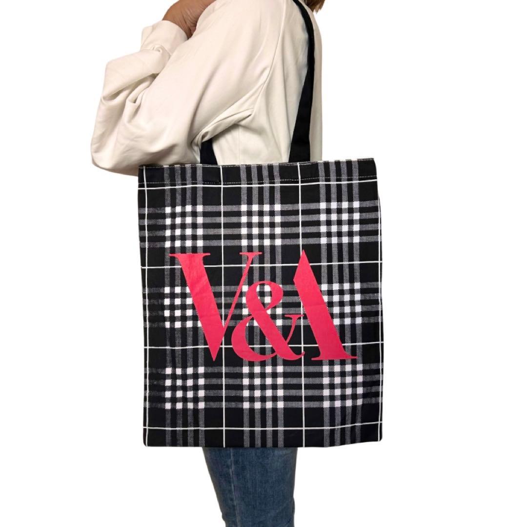 London V&A ヴィクトリア＆アルバート博物館 ハウンドトゥース プレイド トートバッグ