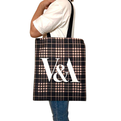 London V&A ヴィクトリア＆アルバート博物館 ハウンドトゥース プレイド トートバッグ