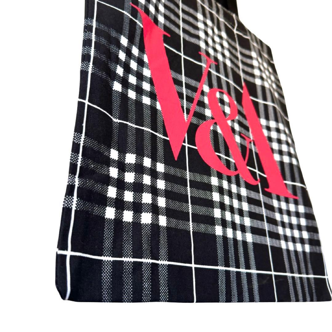London V&A ヴィクトリア＆アルバート博物館 ハウンドトゥース プレイド トートバッグ