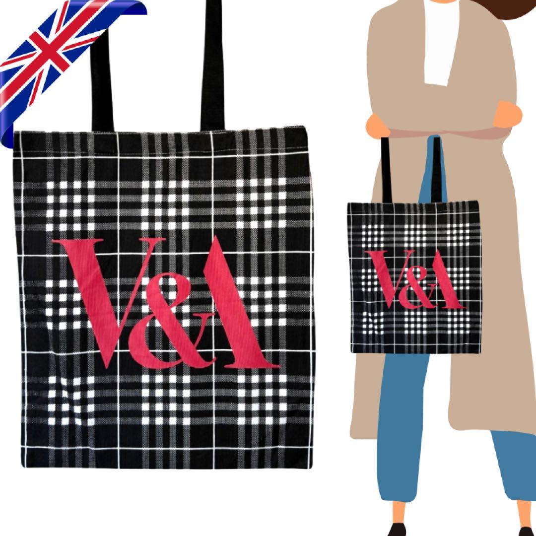 London V&A ヴィクトリア＆アルバート博物館 ハウンドトゥース プレイド トートバッグ