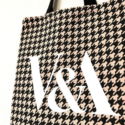 London V&A ヴィクトリア＆アルバート博物館 ハウンドトゥース プレイド トートバッグ