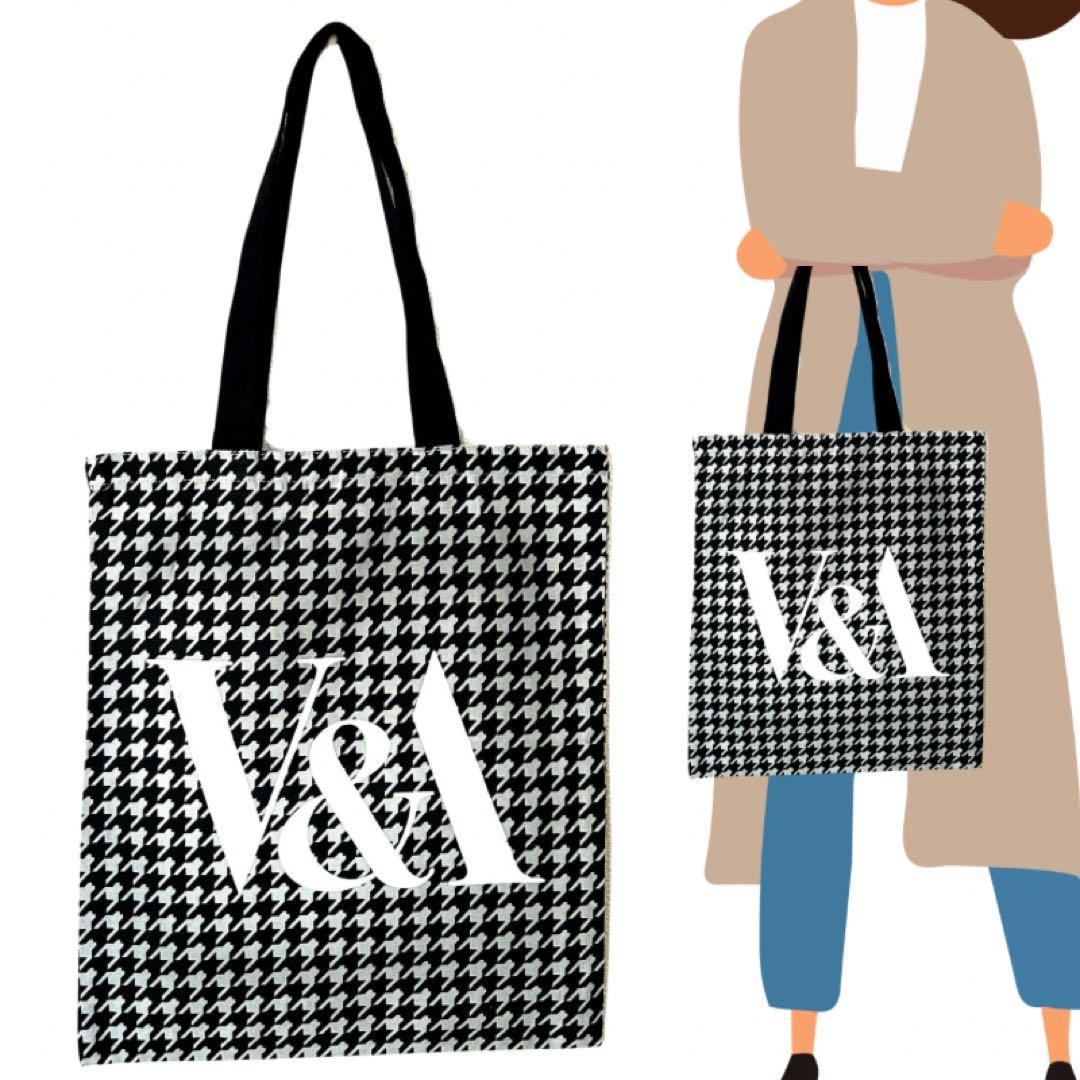 London V&A ヴィクトリア＆アルバート博物館 ハウンドトゥース プレイド トートバッグ